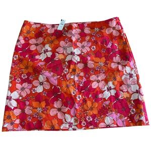Talbots NWT Floral Pencil Skirt Womens 18 Pink Orange Mod Retro Stretch Mini